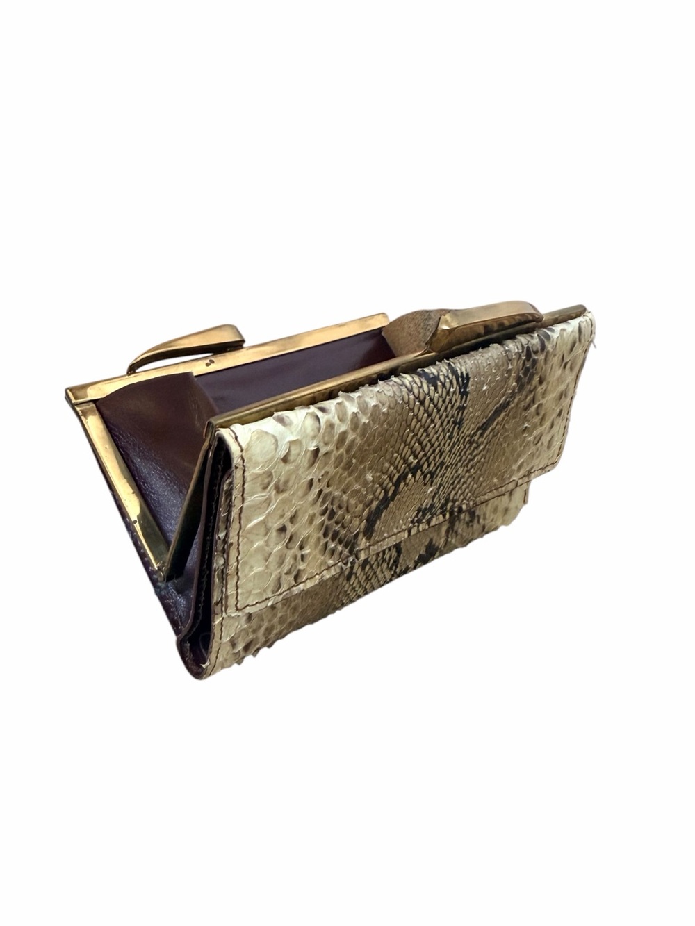 VINTAGE RARE T.M.H PYTHON & LEATHER HISTORIC WALLET. - Picture 2 of 9